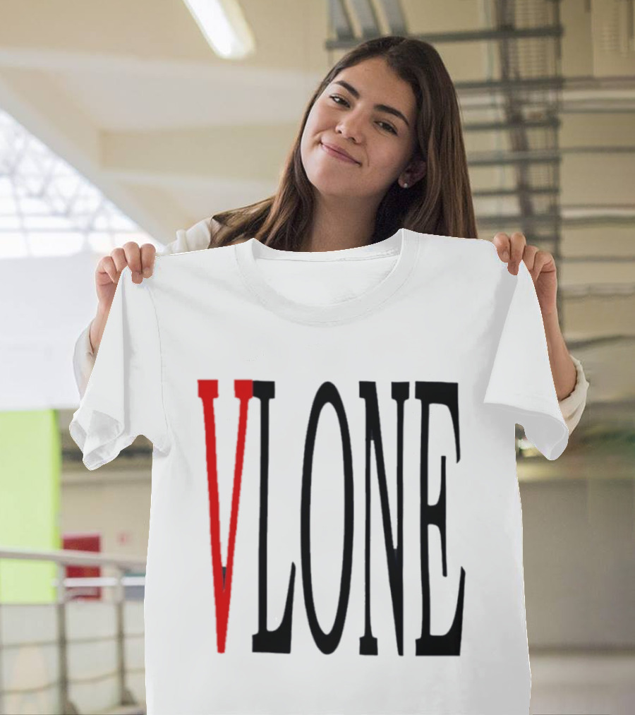 Vlone Logo Red V Black Font Streetwear Fashion T-Shirt