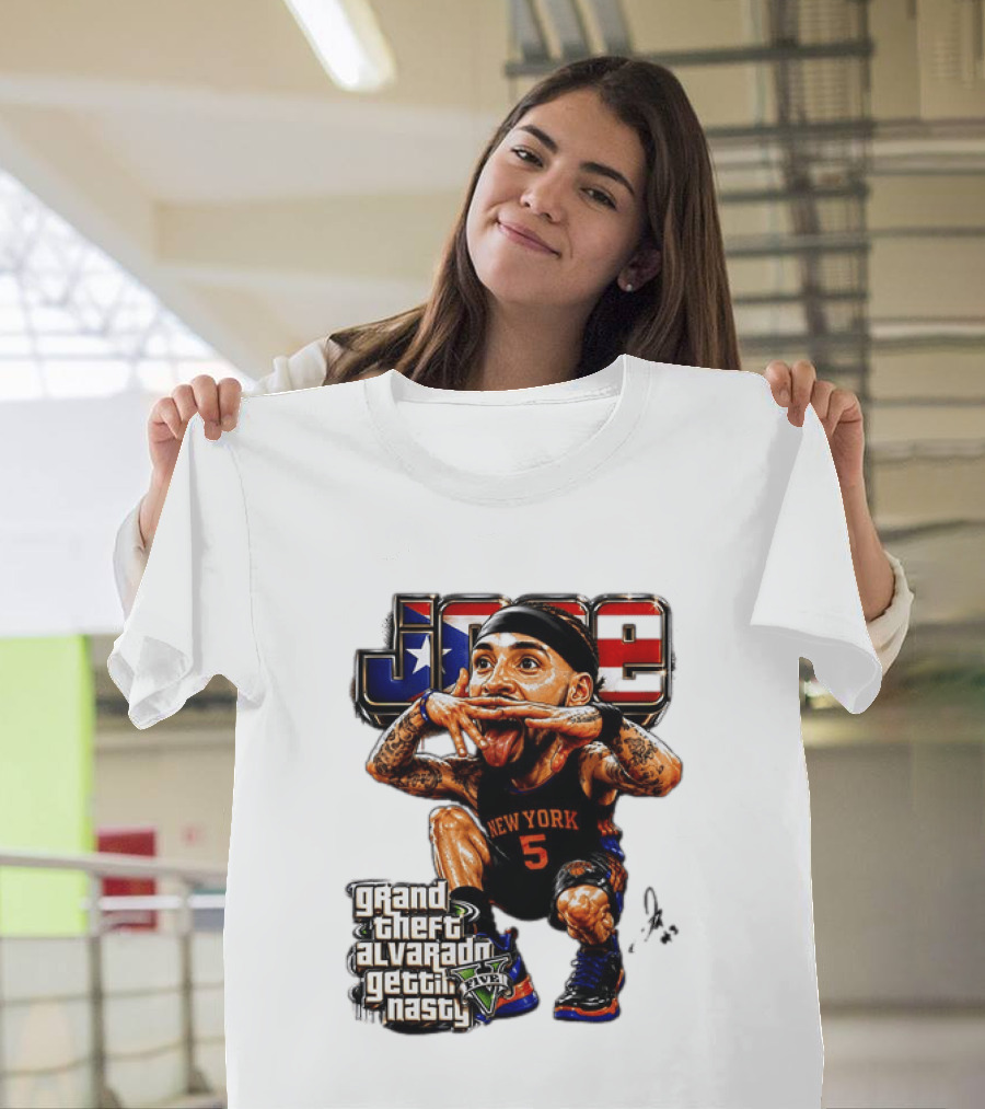 Grand Theft Alvarado New York Knicks Gettin Nasty Caricature T-Shirt