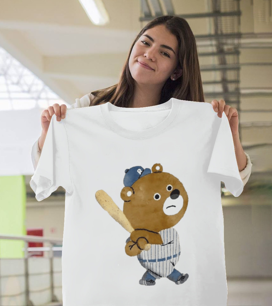 Kuma Bear Takuto Nakagawa Baseball Player Character In Striped Uniform T-Shirt