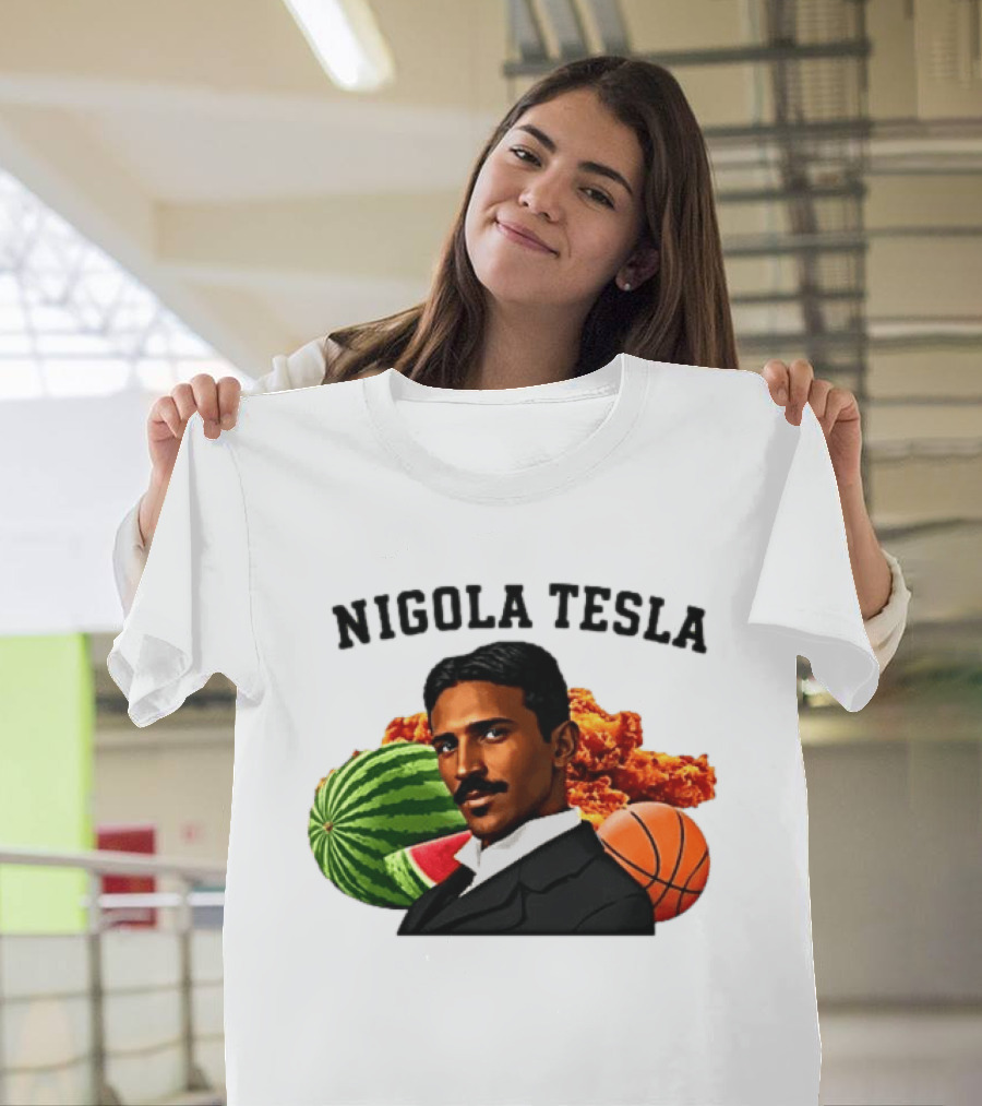Nigola Tesla Watermelon Fried Chicken Basketball Fusion T-Shirt