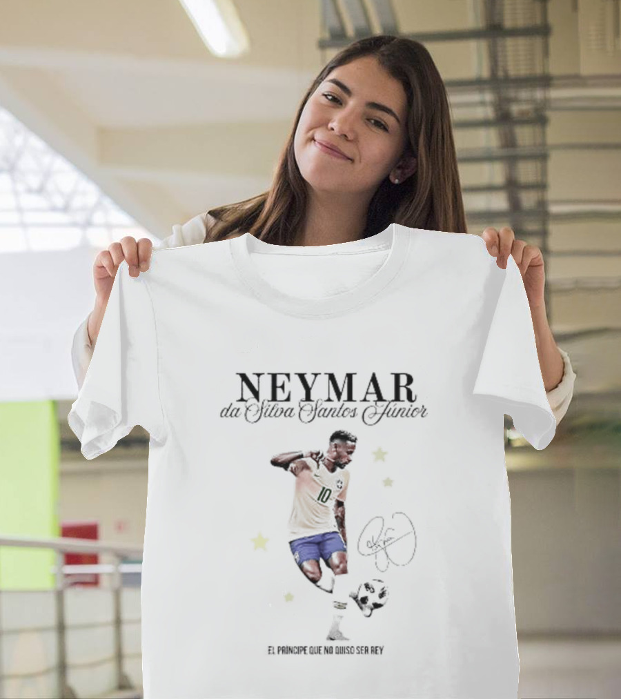 Neymar Da Silva Santos Junior Brazil National Soccer Icon Number 10 Yellow Jersey T-Shirt