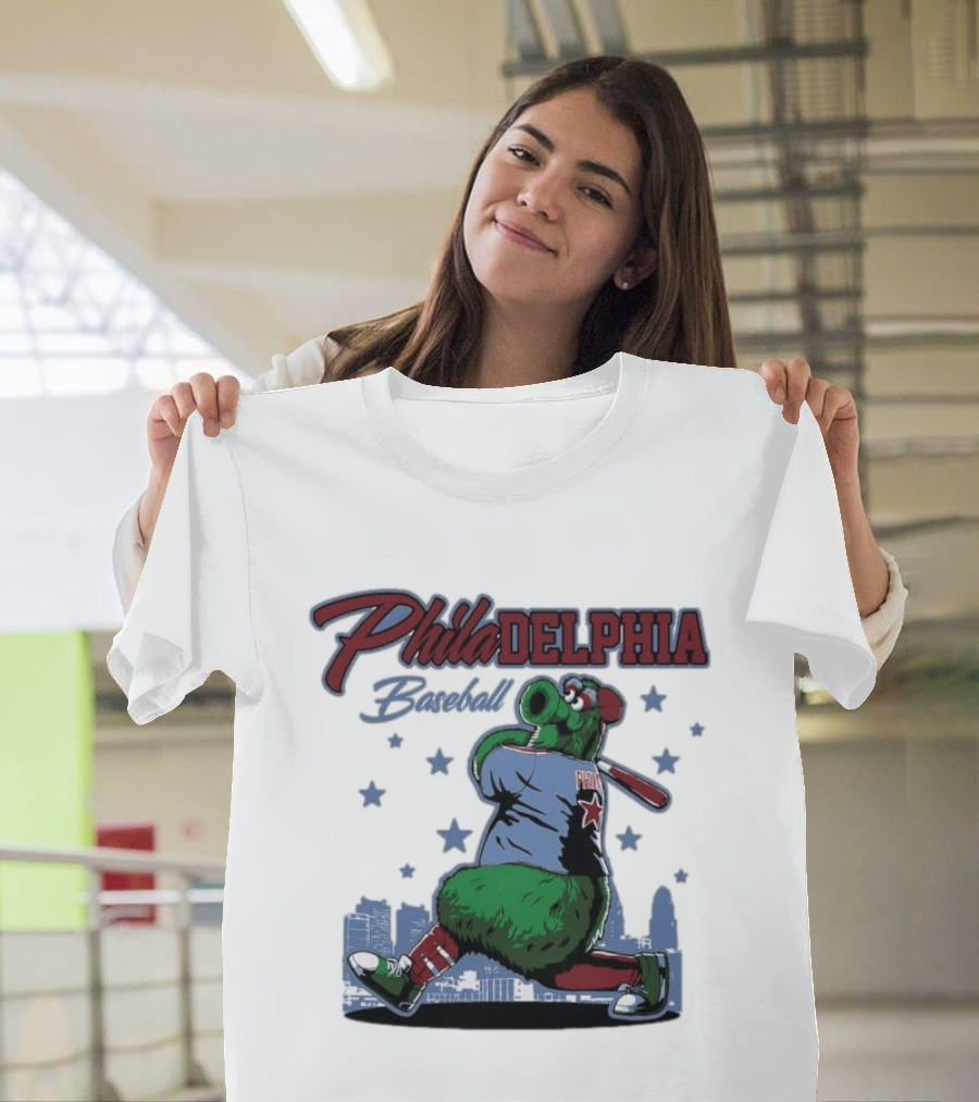 Phillie Phanatic Philadelphia Baseball Phillies MLB Skyline Stars T-Shirt