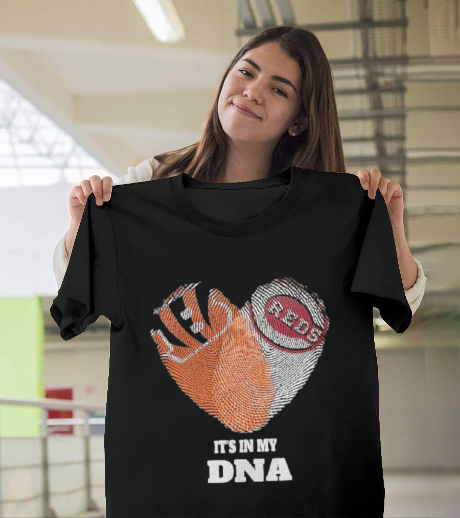 Bengals Reds It's In My DNA Handprint Football Baseball Fan Gear T-Shirt