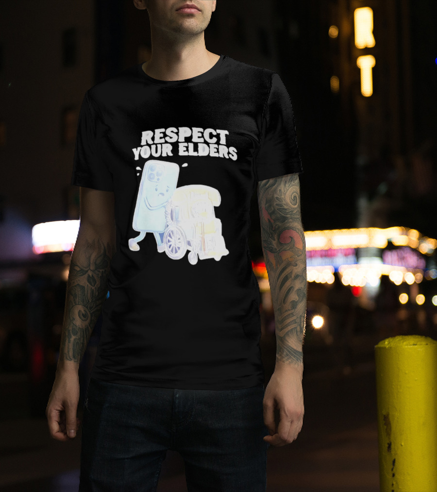Respect Your Elders Smartphone And Vintage Telephone T-Shirt