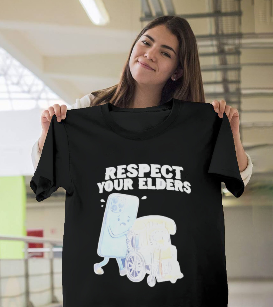 Respect Your Elders Smartphone And Vintage Telephone T-Shirt