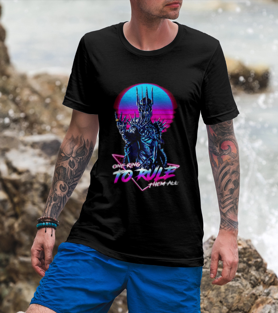 Sauron One Ring To Rule Them All Retro Pink Neon Lord Of The Rings T-Shirt