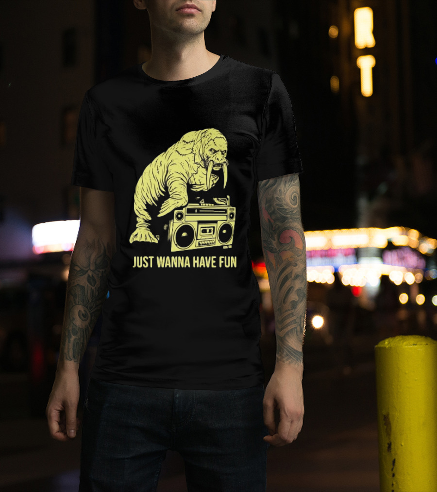 Walrus DJ Just Wanna Have Fun With Boombox T-Shirt