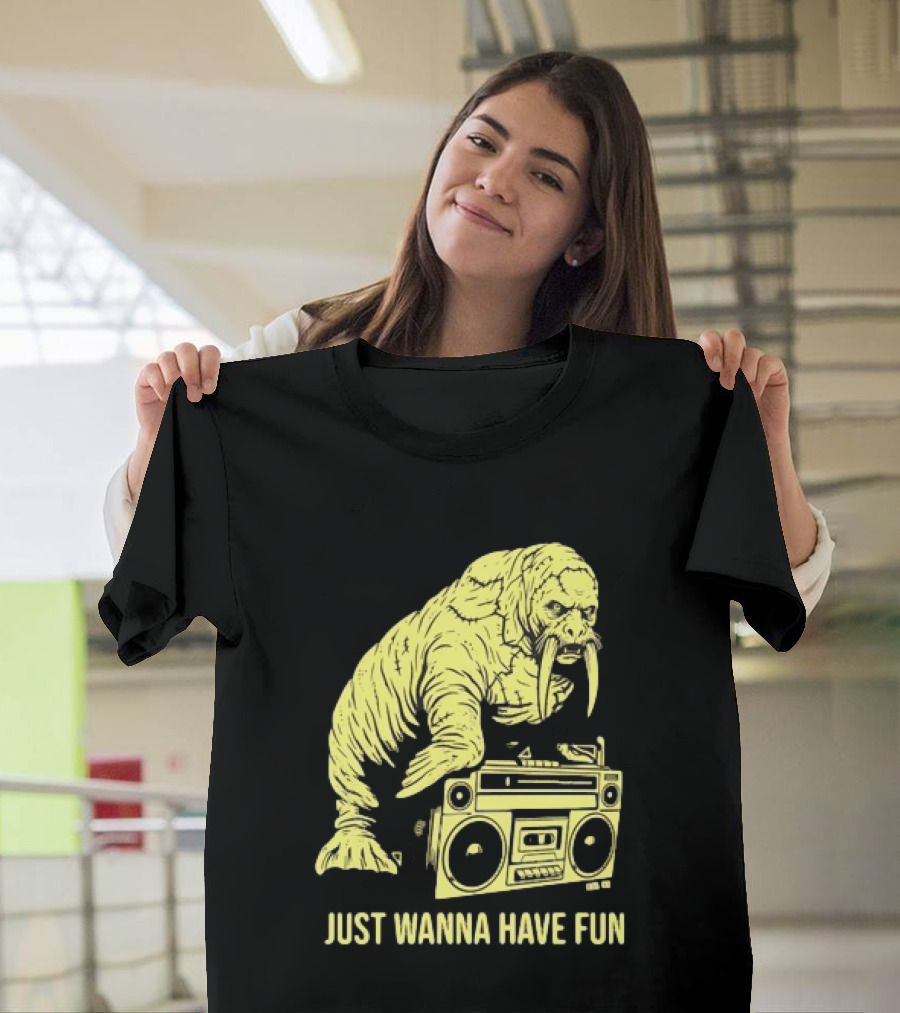 Walrus DJ Just Wanna Have Fun With Boombox T-Shirt