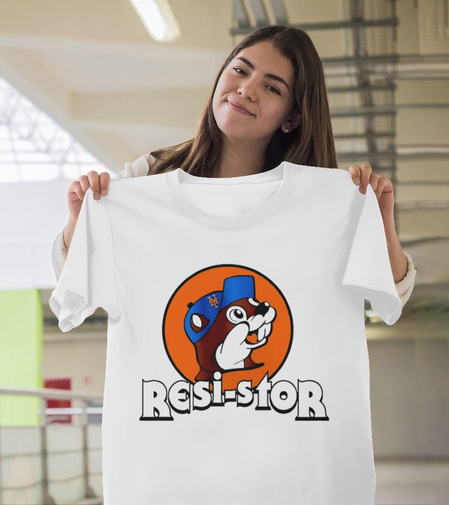 New York Mets Buc Ee's Resi Stor Beaver Blue Cap T-Shirt