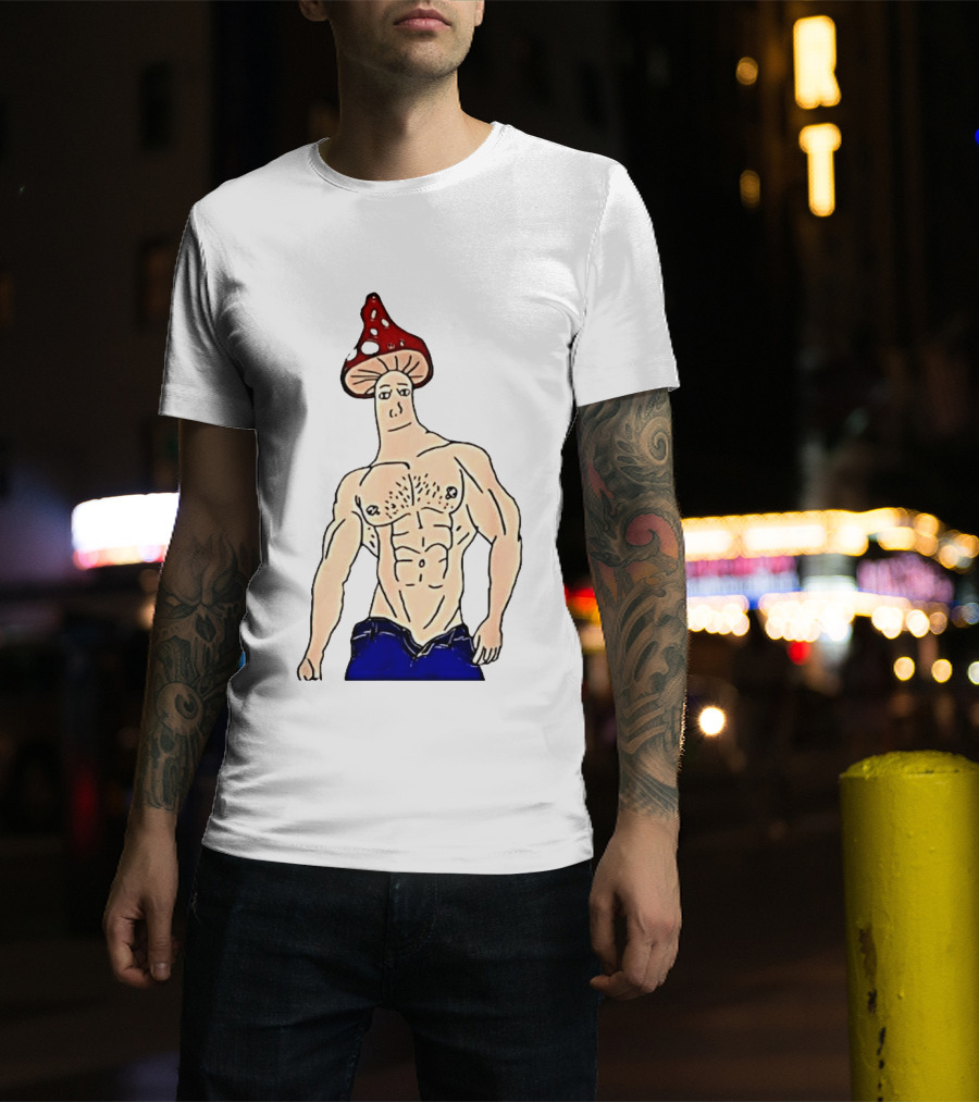Wojak Shroomjak Buff Gym Meme Mushroom Head T-Shirt