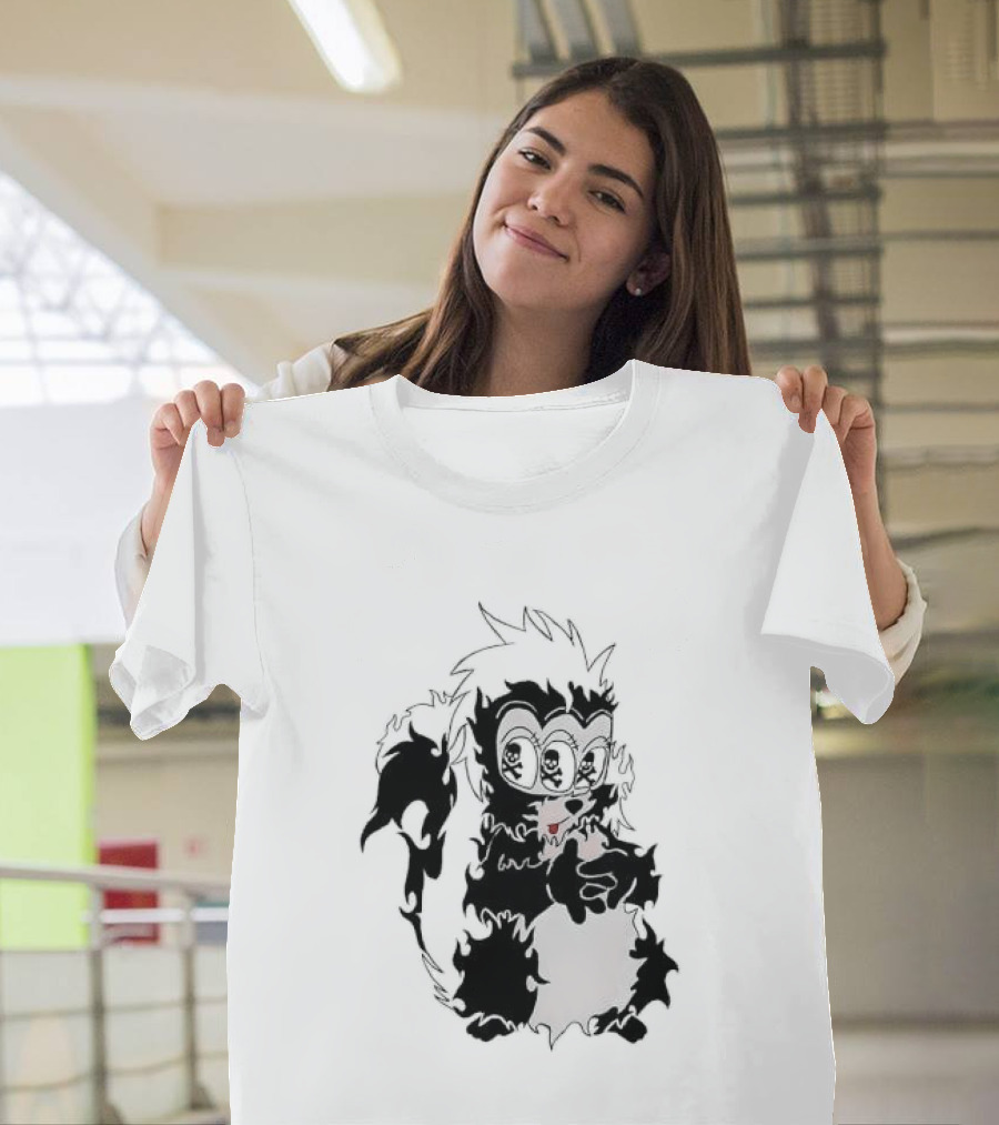 Three Eyed Skunk With Skull Eyes Surreal Creature T-Shirt