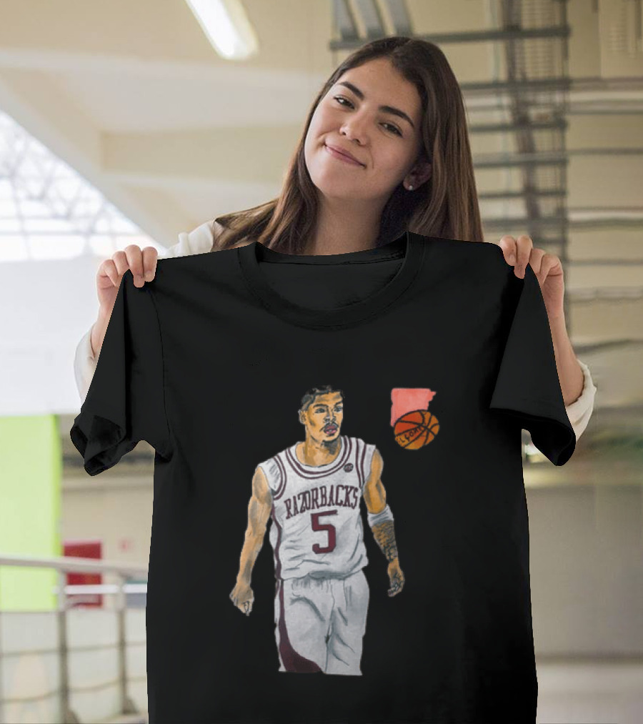 Razorbacks Number 5 Basketball Player Artwork Exclusively D To The A T-Shirt