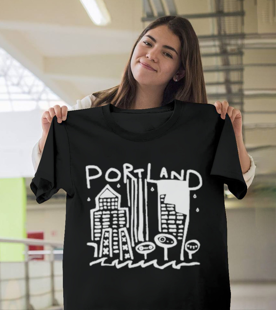 Portland Oregon Sketch Cityscape Drawing T-Shirt