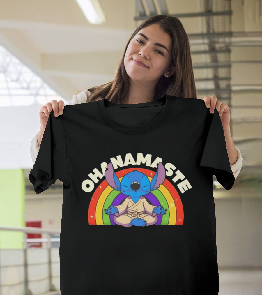 Stitch Ohana Namaste Rainbow Ohanamaste Meditation T-Shirt