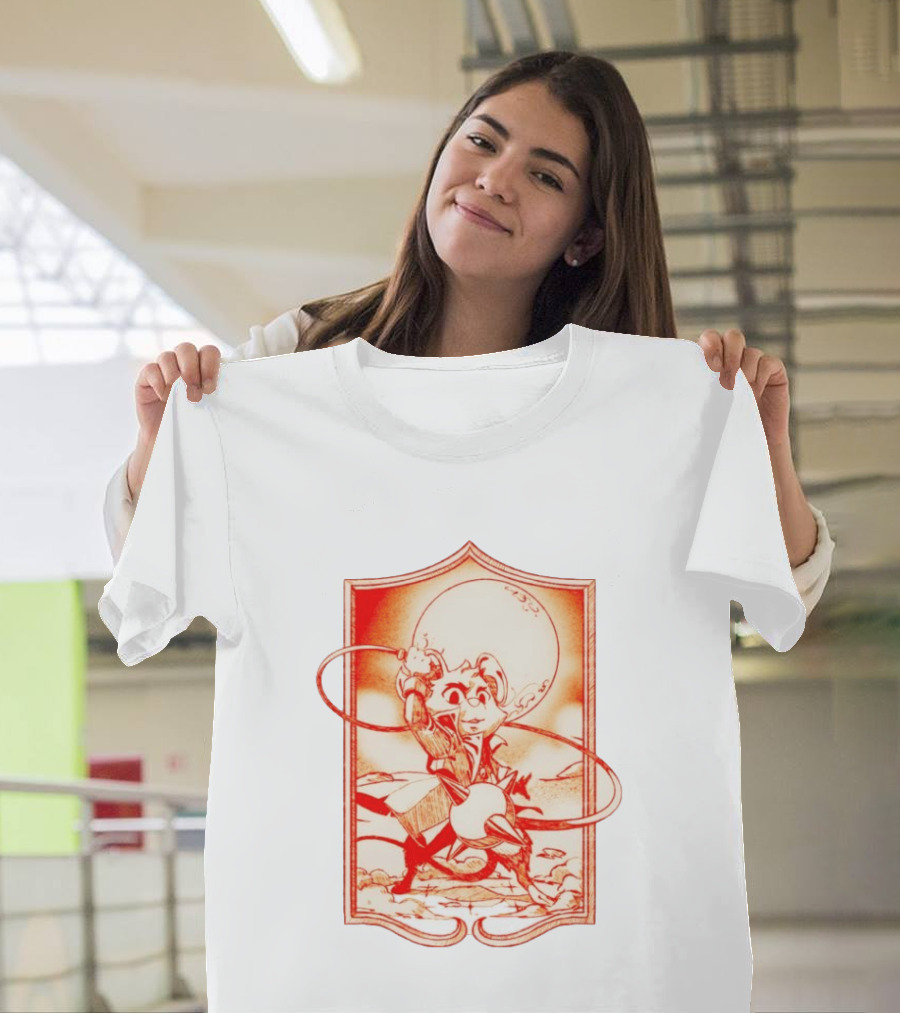 Biker Mice From Mars Throttle Wielding Flail Against Moonlit Backdrop T-Shirt