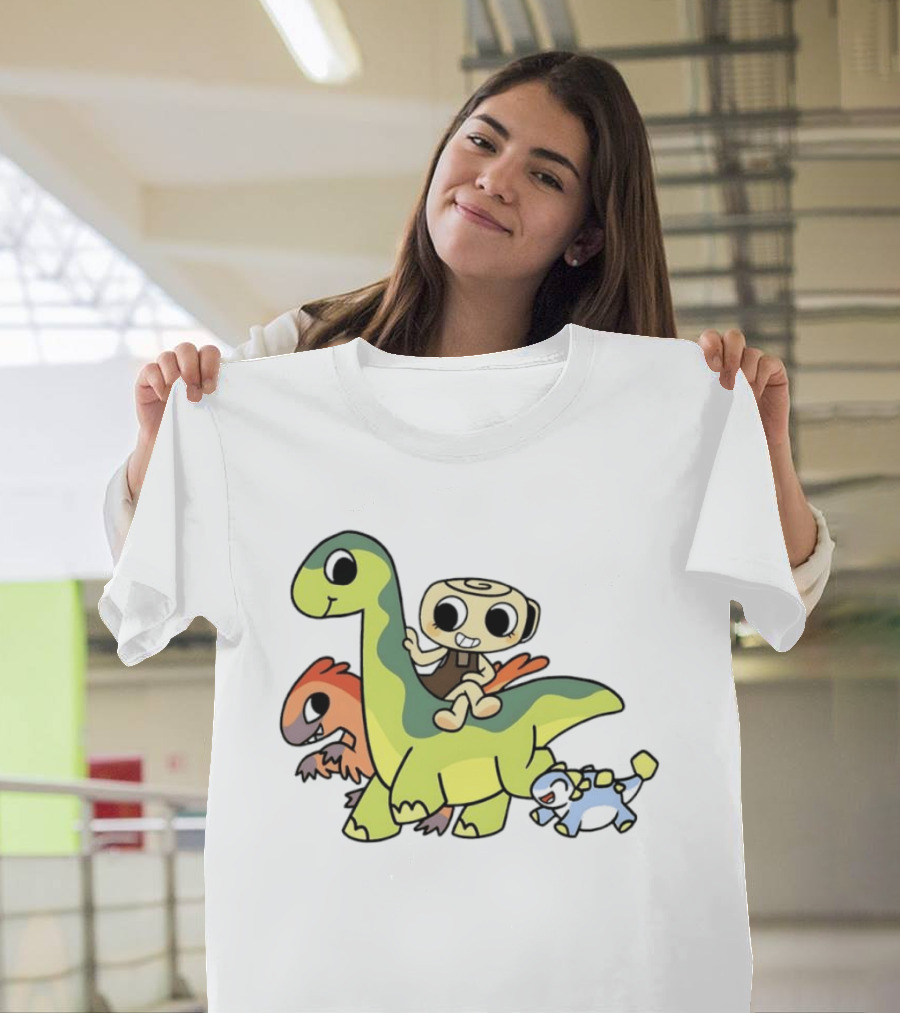 Cinnamon Roll Riding Dinosaurs Cute Cartoon Characters T-Shirt