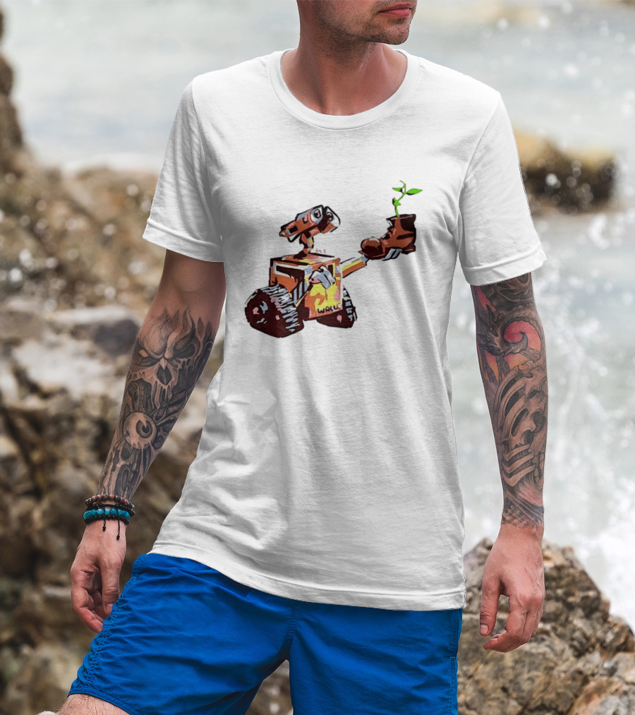 Pixar WALL E Holding Boot With Plant Iconic Scene T-Shirt