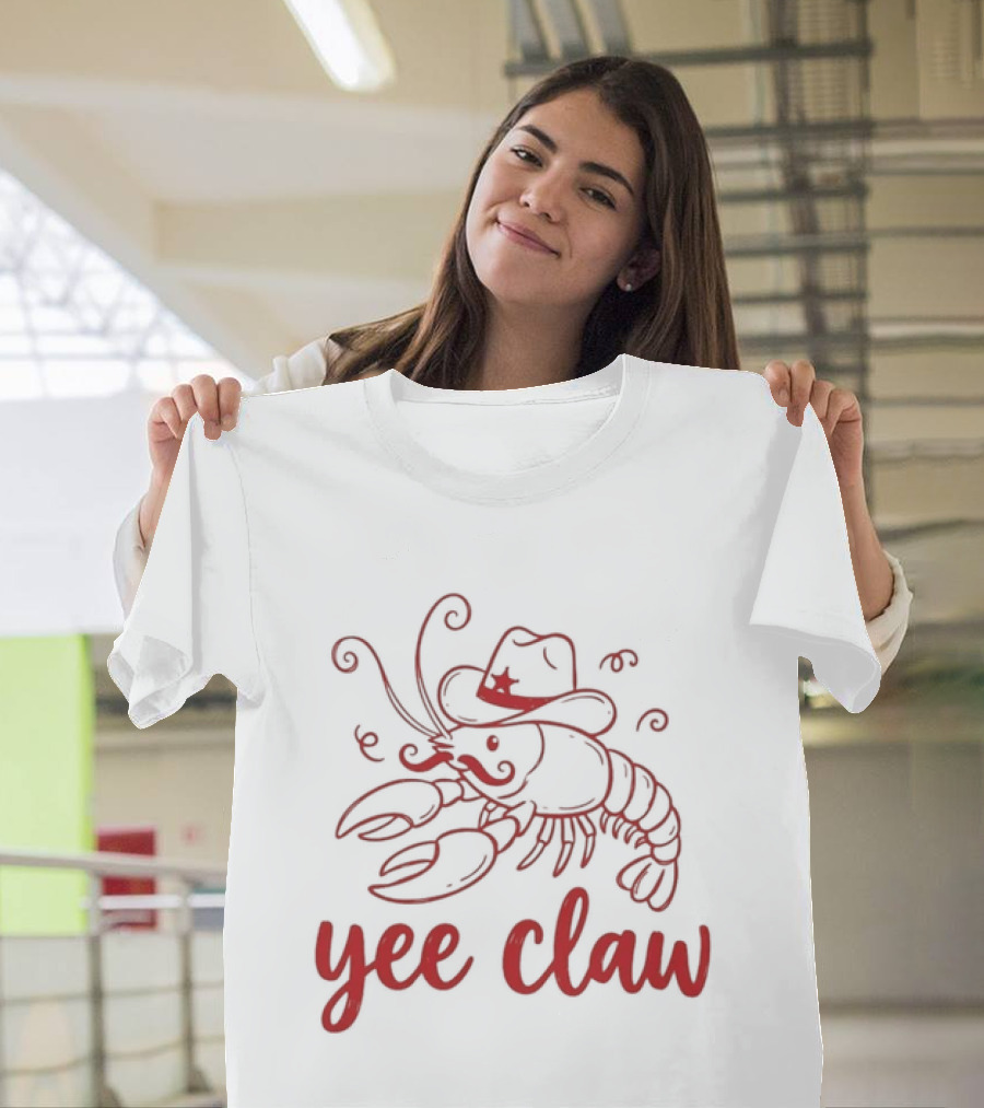 Yee Claw Lobster Cowboy Hat Rodeo Wrangler T-Shirt