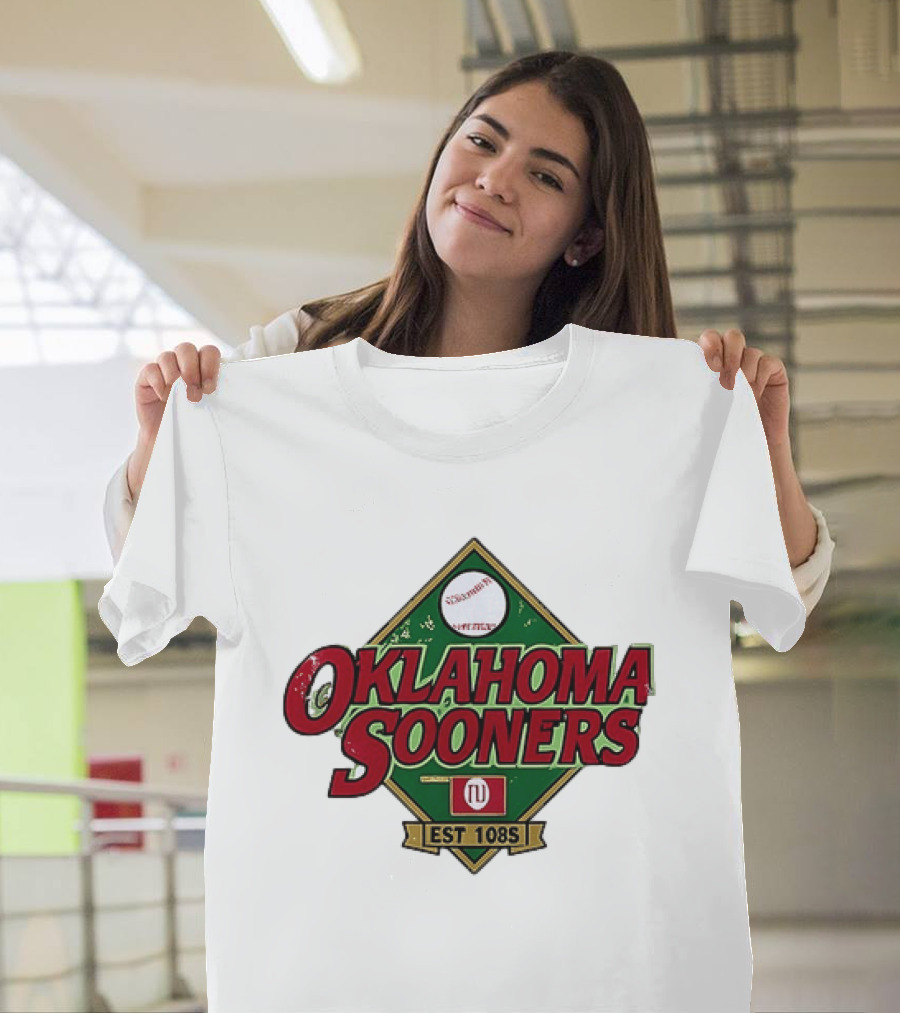 Oklahoma Sooners NCAA Baseball Est 108S Red Green Sports T-Shirt