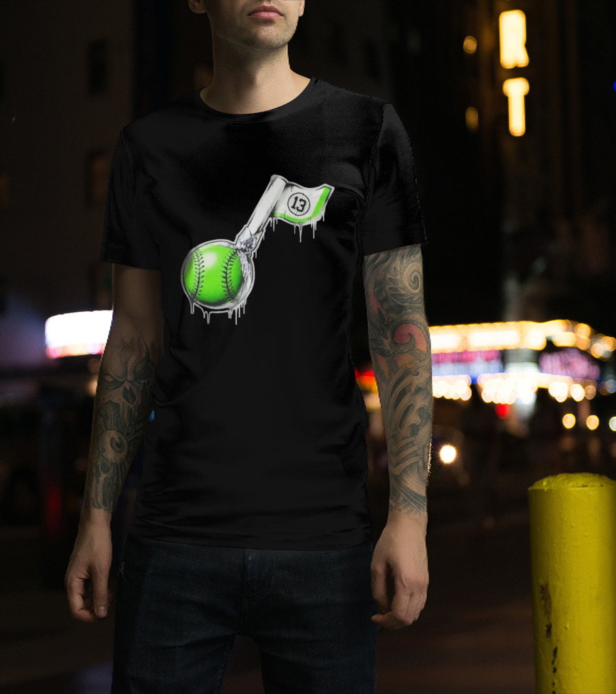 13 Baseball Lollipop Dripping Ice Cream Green Ball T-Shirt