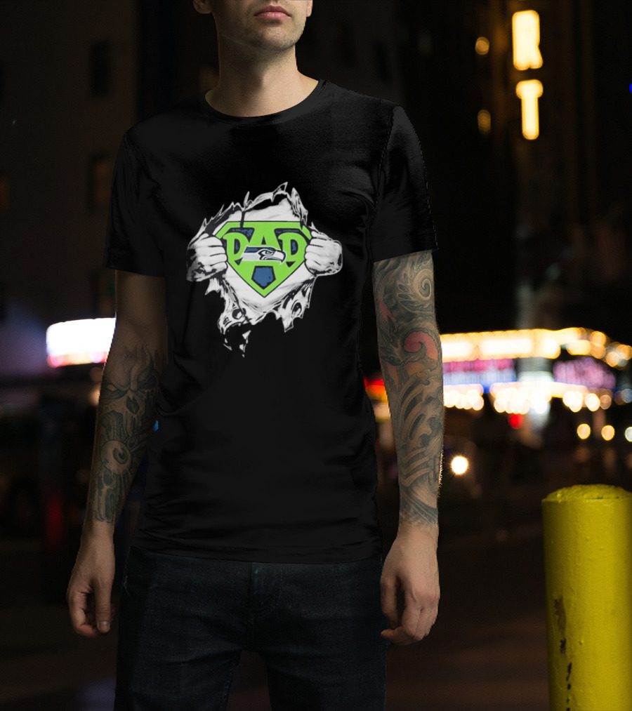 Seattle Seahawks Super Dad Ripped Chest DAD T-Shirt