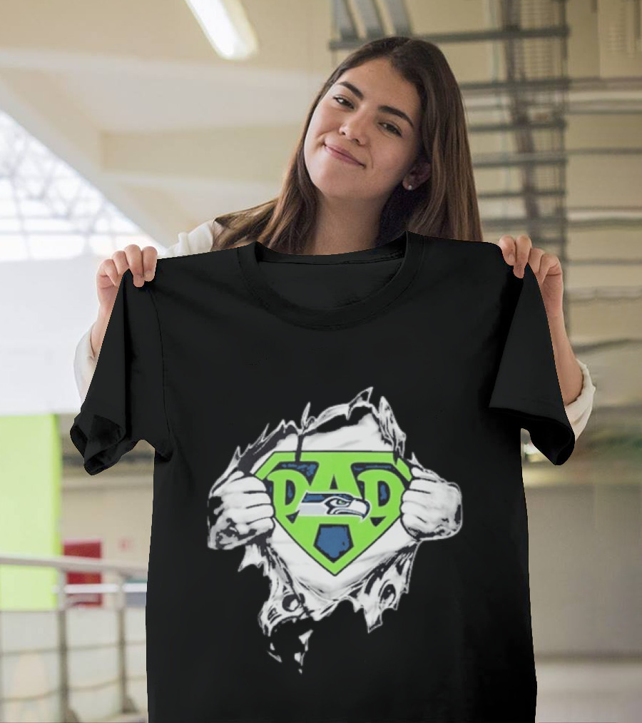 Seattle Seahawks Super Dad Ripped Chest DAD T-Shirt