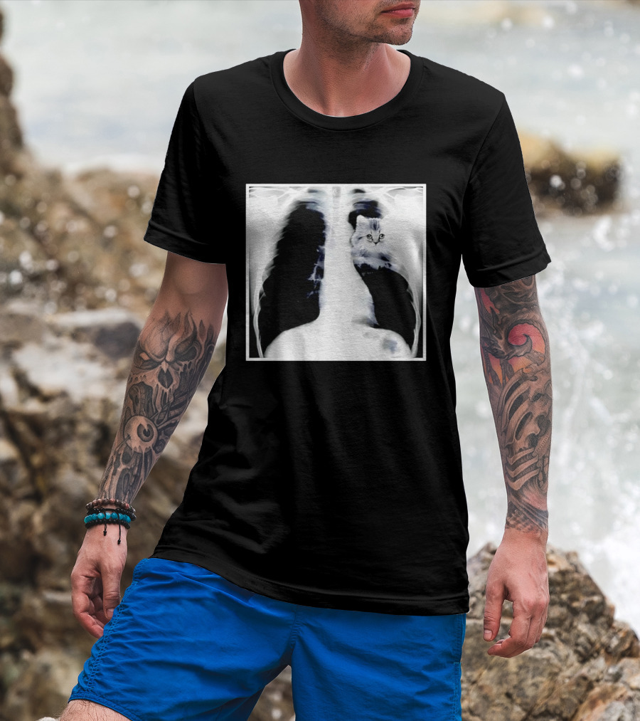 Kitten Chest X Ray Discovery Funny Cat Inside Joke T-Shirt