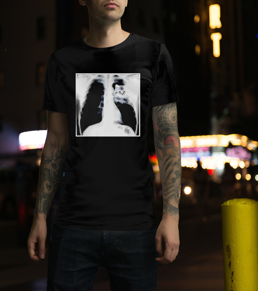 Kitten Chest X Ray Discovery Funny Cat Inside Joke T-Shirt