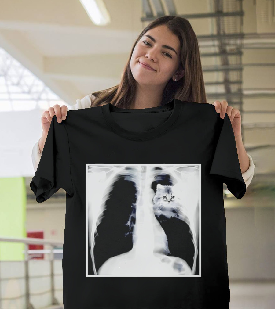 Kitten Chest X Ray Discovery Funny Cat Inside Joke T-Shirt