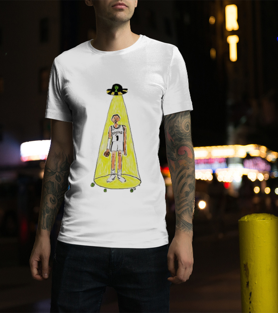 Victor Wembanyama Spurs NBA Out Of This World Alien Abduction Doodle T-Shirt