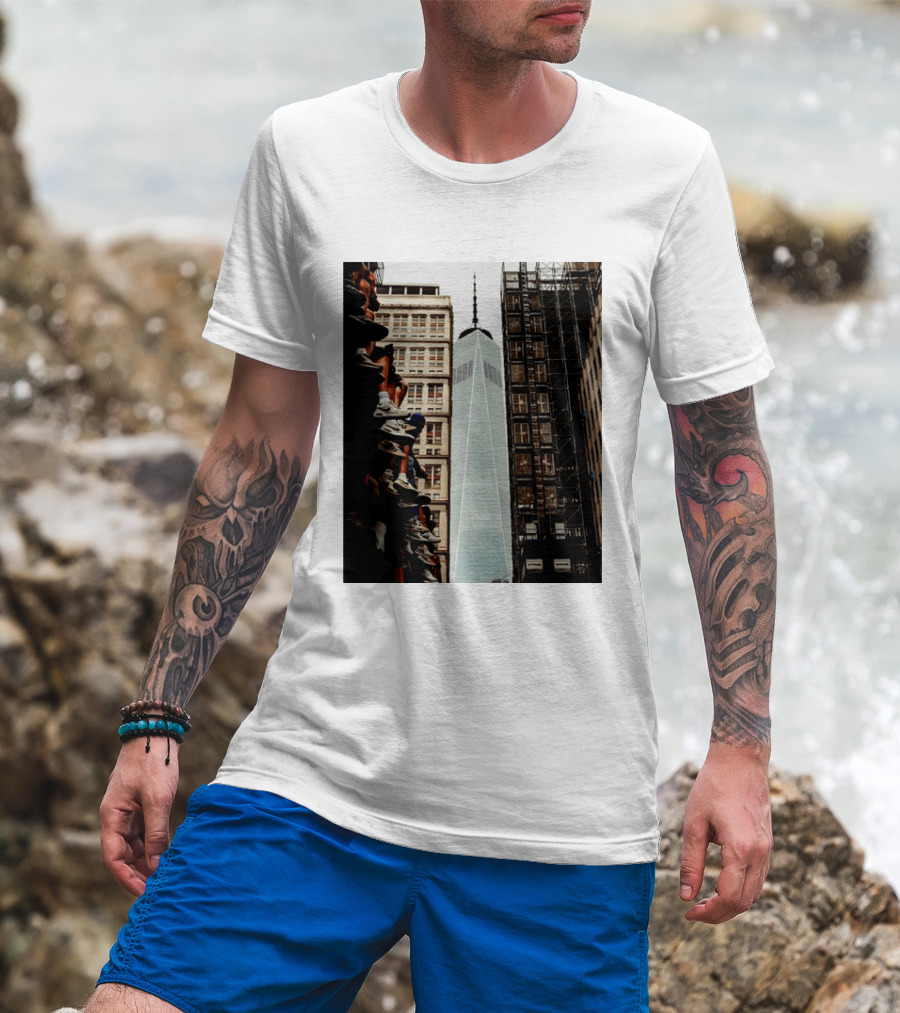 Jalen Brunson New York Knicks One World Trade Center Basketball Sneakers T-Shirt