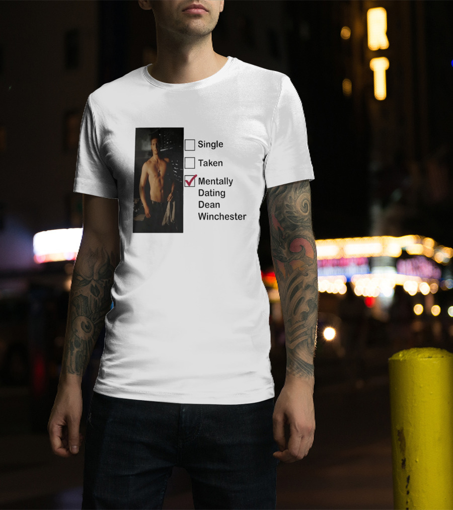 Jensen Ackles Less Mentally Dating Dean Winchester Single Taken Checked T-Shirt