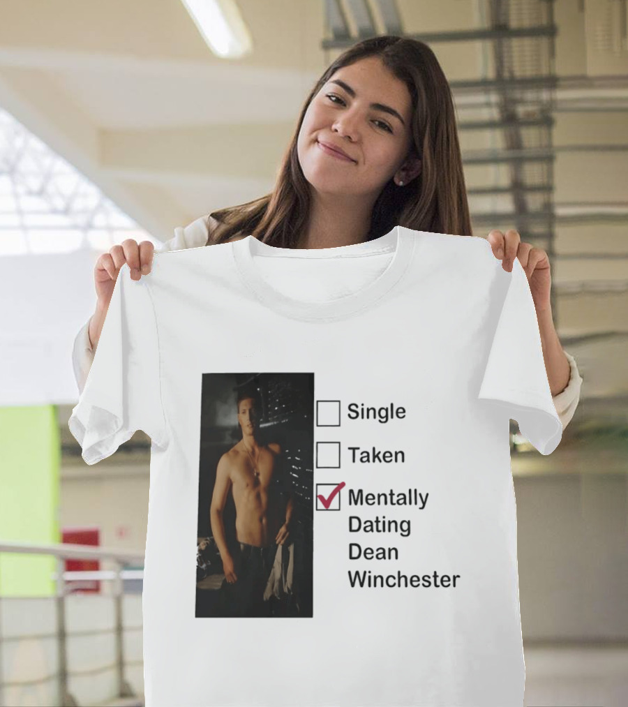 Jensen Ackles Less Mentally Dating Dean Winchester Single Taken Checked T-Shirt