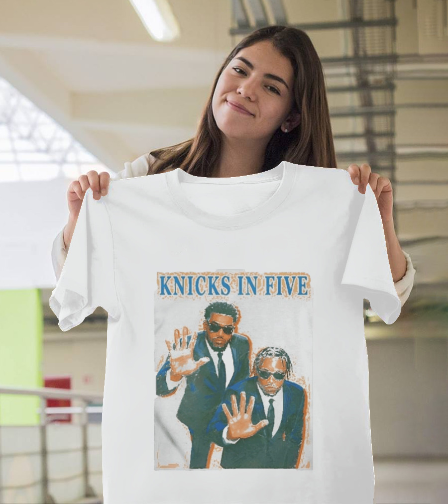Knicks In Five Mikal Bridges Og Anunoby Players In Suits T-Shirt