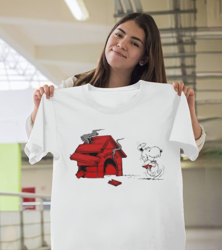 Krypto The Superdog Peanuts Snoopy Comic Book House Destruction Scene T-Shirt