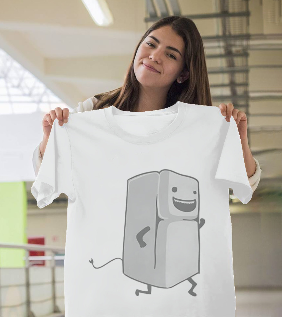 Refrigerator Running Cartoon Funny Playful Fridge T-Shirt