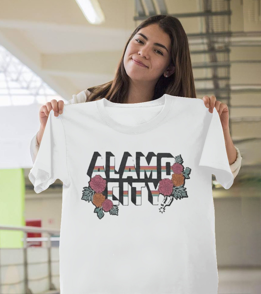 San Antonio Spurs Alamo City Flowers And Stripes T-Shirt