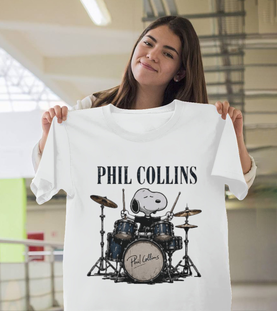 Snoopy Playing Drums Phil Collins Feel The Rhythm Trust The Heart Let It Flow T-Shirt