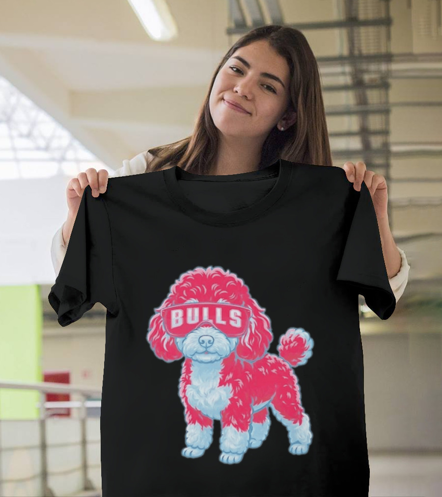 Chicago Bulls Poodle Cartoon Glasses T-Shirt