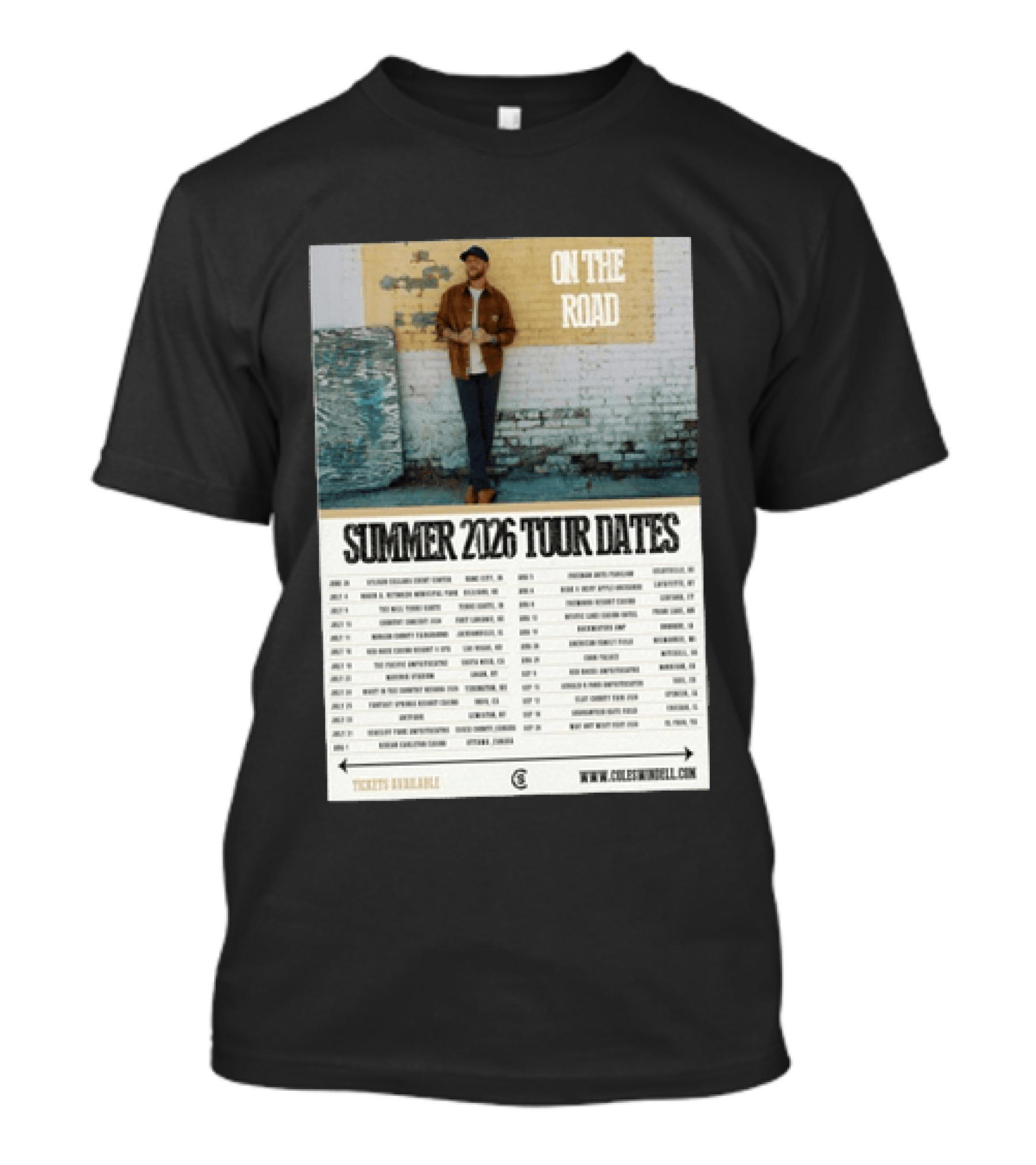 Cole Swindell On The Road Summer Tour 2026 Dates With Tickets Available T-Shirt