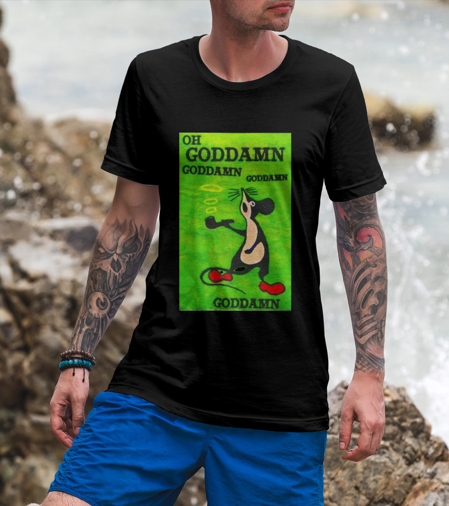 Oh Goddamn Mouse Smoking Pipe Humorous Phrase T-Shirt
