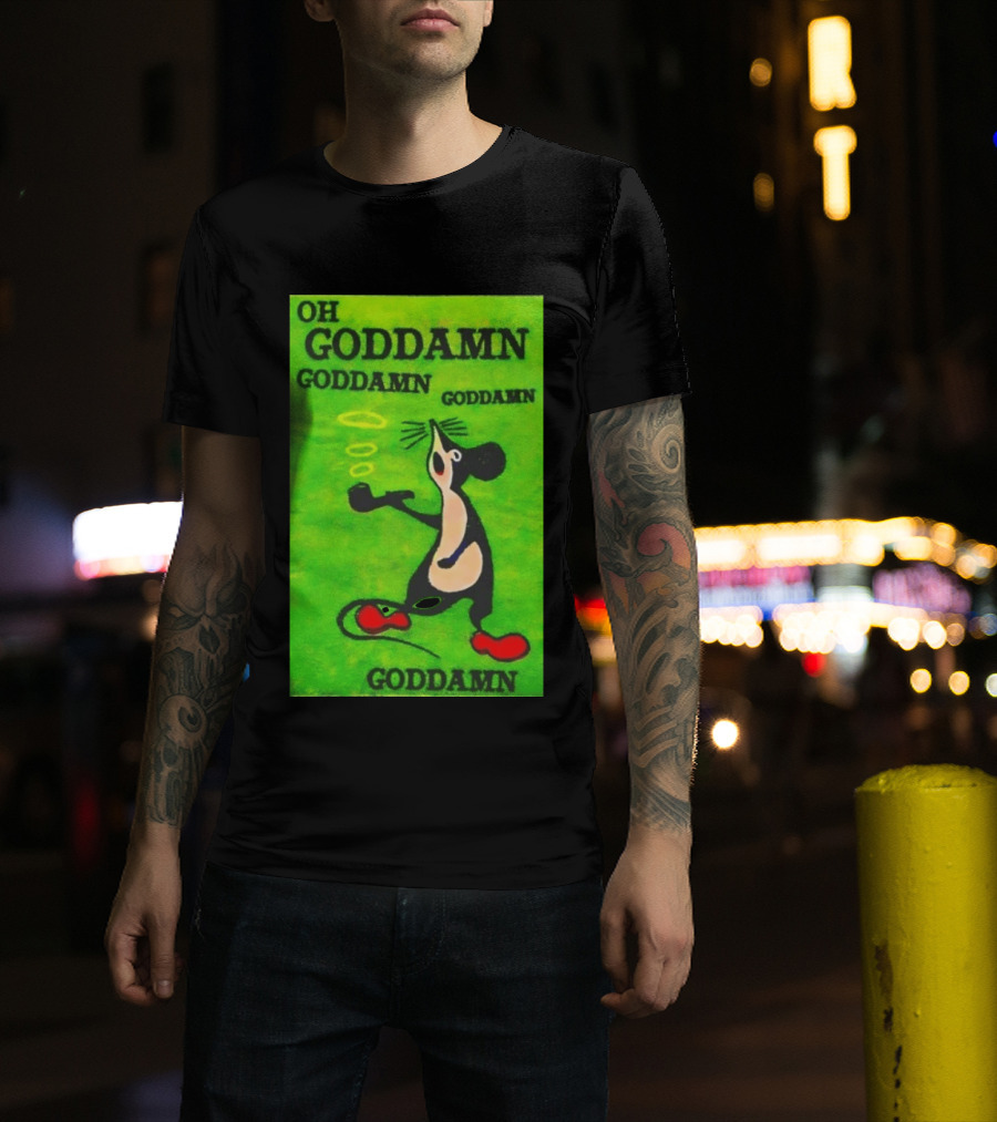 Oh Goddamn Mouse Smoking Pipe Humorous Phrase T-Shirt