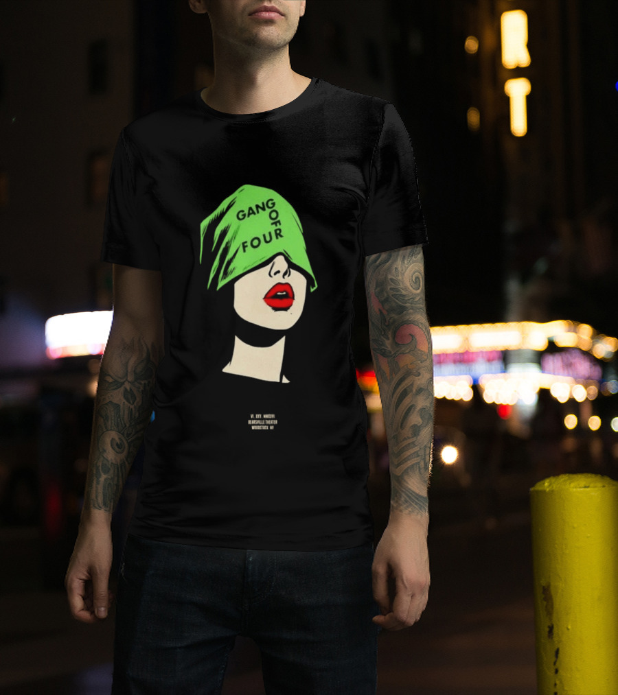 Gang Of Four June 25 2026 Woodstock NY With Green Hat And Red Lips T-Shirt