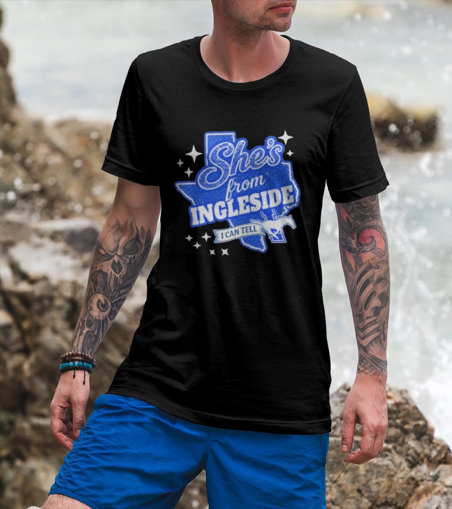 She's From Ingleside I Can Tell Texas Map Mustang T-Shirt
