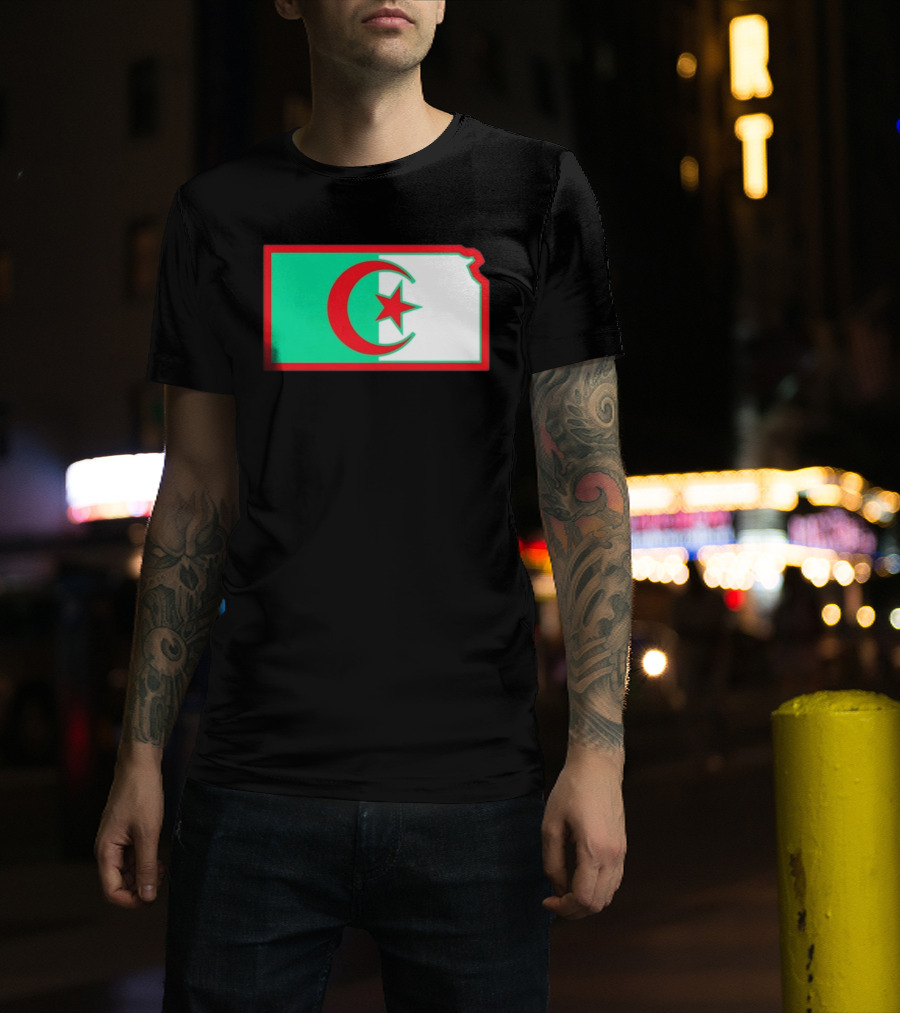 Lawrence Kansas Algeria Flag Map T-Shirt