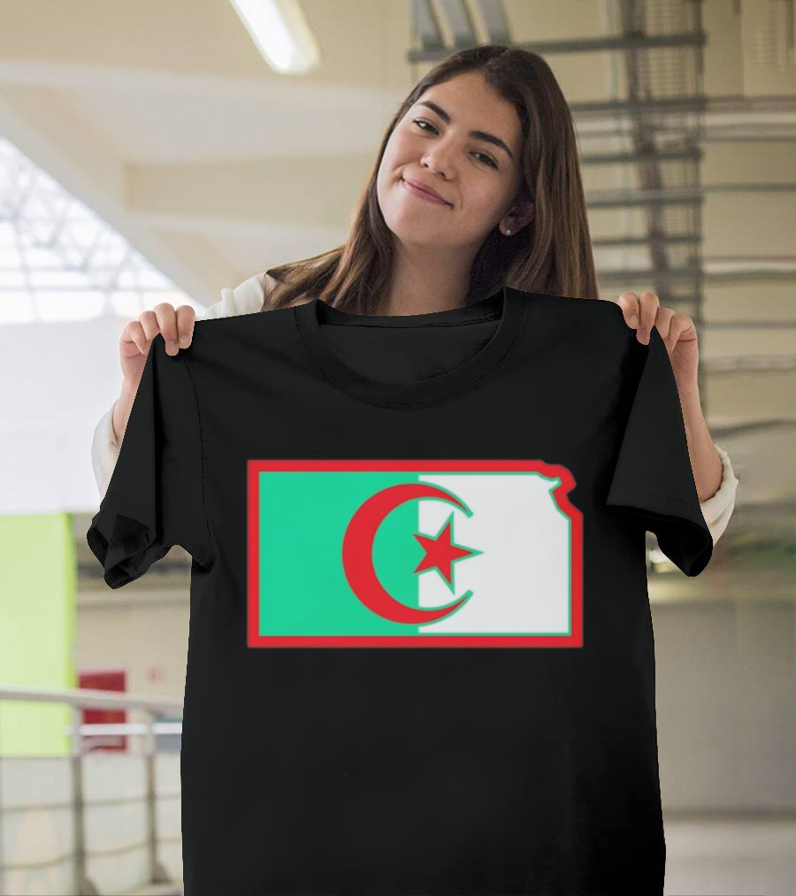 Lawrence Kansas Algeria Flag Map T-Shirt