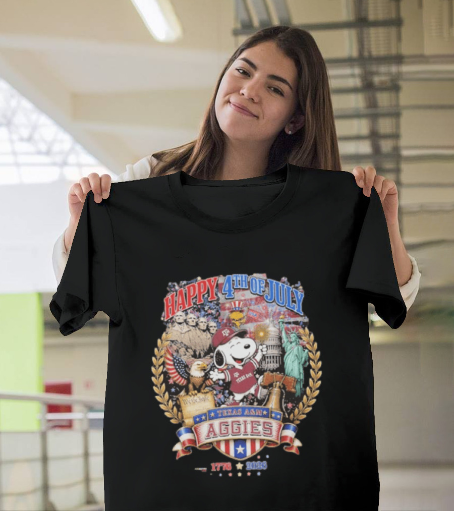 Snoopy Happy 4th Of July Texas A&M Aggies 1776 2026 Celebration T-Shirt