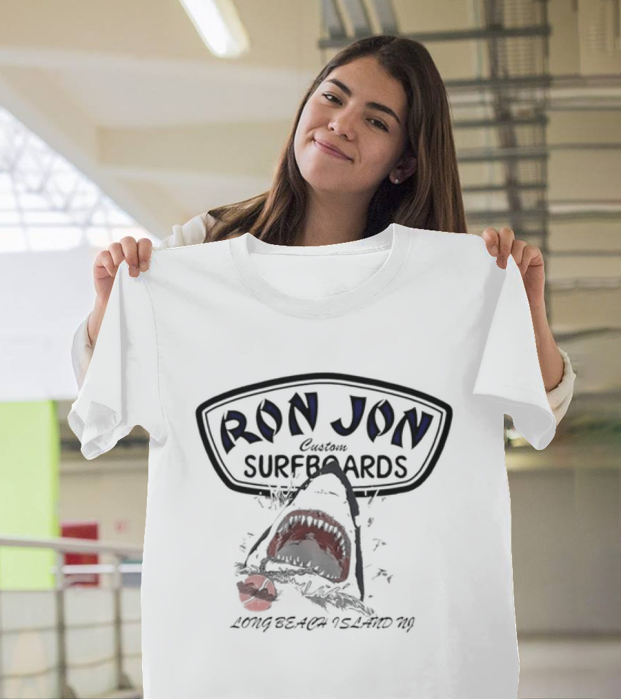 Long Beach Island NJ Ron Jon Custom Surfboards Shark Eating T-Shirt