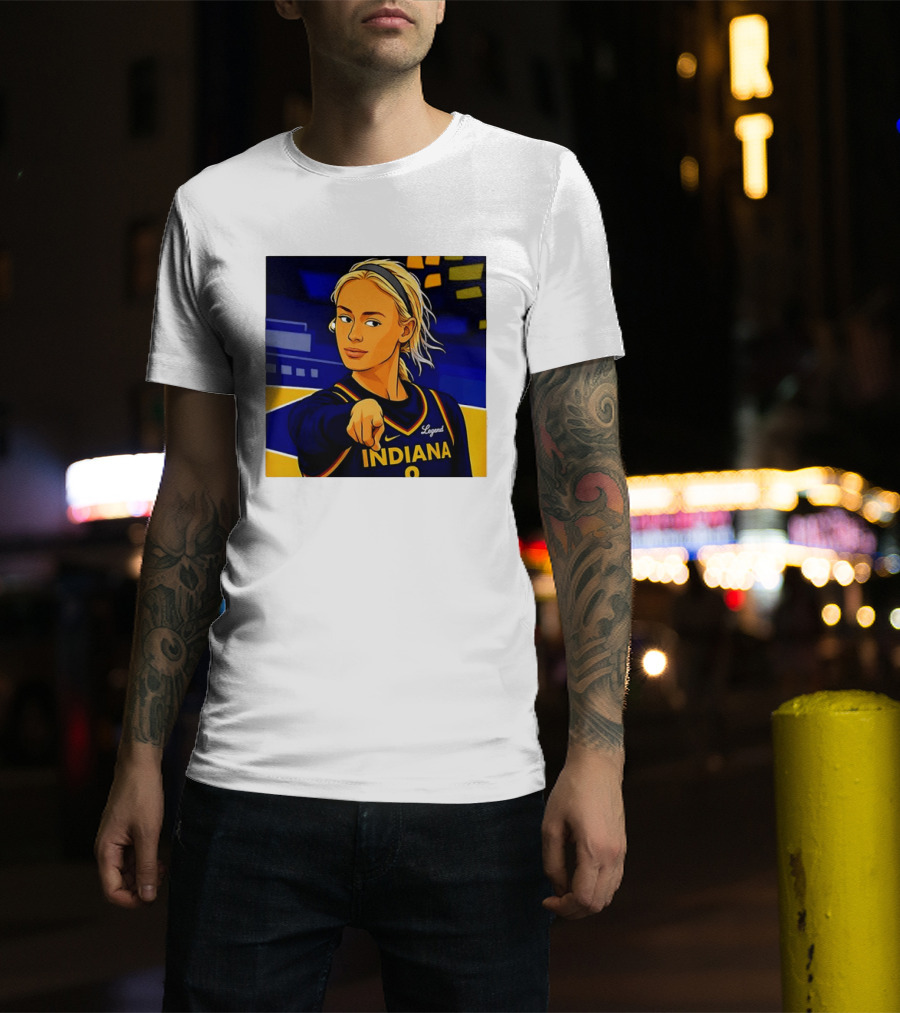 Indiana Basketball Legend Blonde Pointing Cartoon T-Shirt