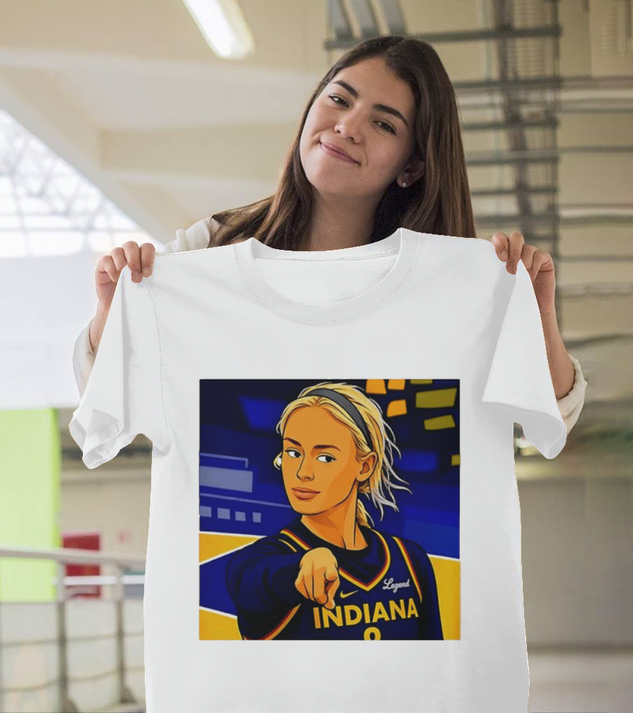 Indiana Basketball Legend Blonde Pointing Cartoon T-Shirt